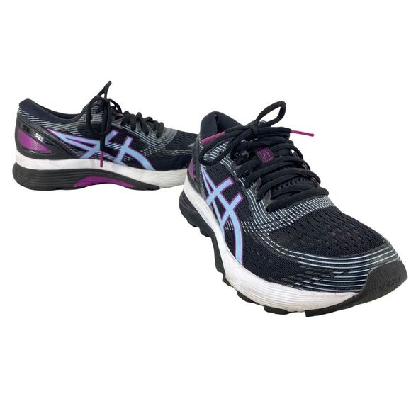 Asics Womens Gel Nimbus 21 Running Shoes Multicolor 1012A551 Lace Up Mesh 7M - Picture 1 of 10